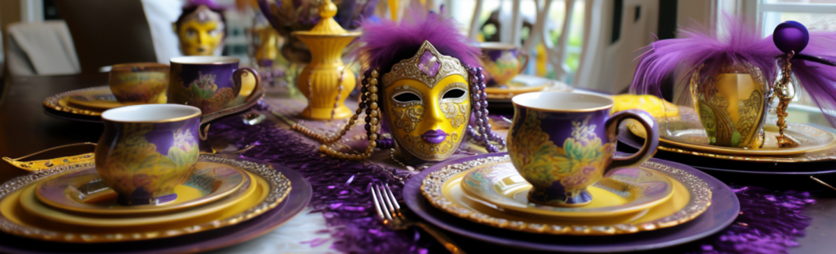 mardi gras tea cups