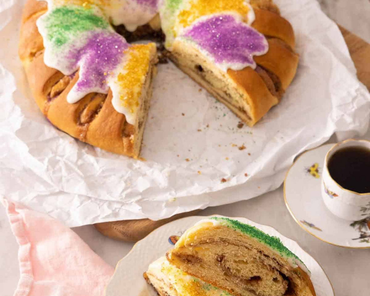 Mardi Gras Tea with King Cake